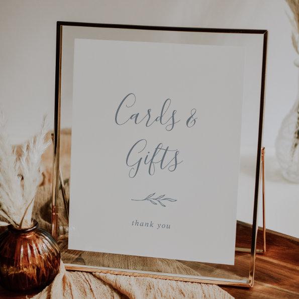 Minimal Leaf | Dusty Blue Invitations and Gifts Sign