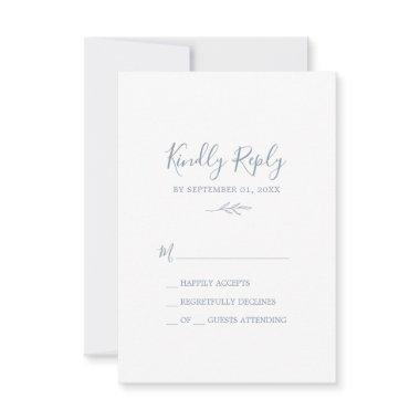 Minimal Leaf | Dusty Blue Simple RSVP Card