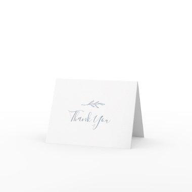 Minimal Leaf | Dusty Blue Thank You Invitations