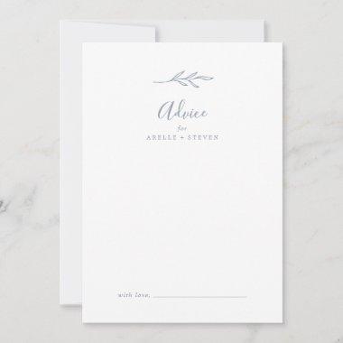 Minimal Leaf | Dusty Blue Wedding Advice Card