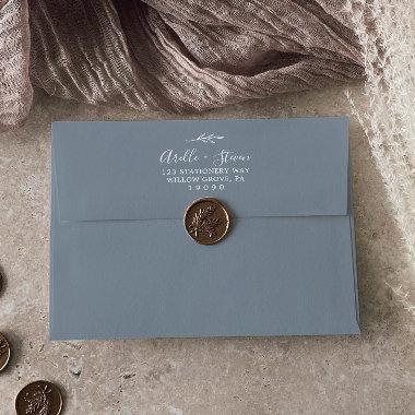 Minimal Leaf | Dusty Blue Wedding Invitations Envelope