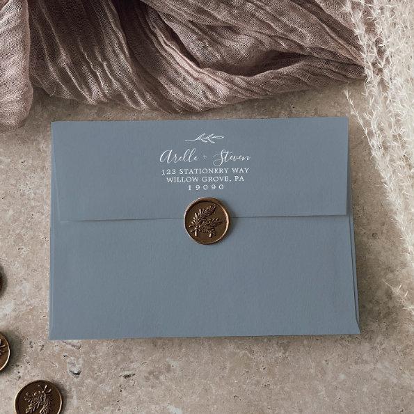 Minimal Leaf | Dusty Blue Wedding Invitations Envelope