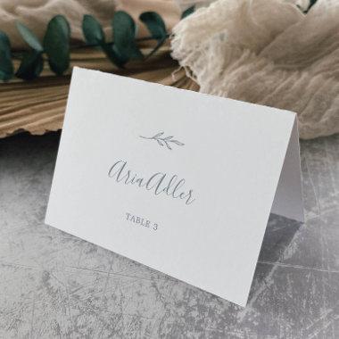 Minimal Leaf | Dusty Blue Wedding Place Invitations