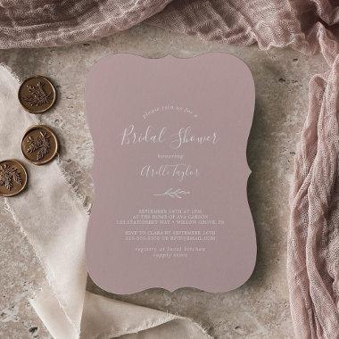 Minimal Leaf | Dusty Rose Bridal Shower Invitations
