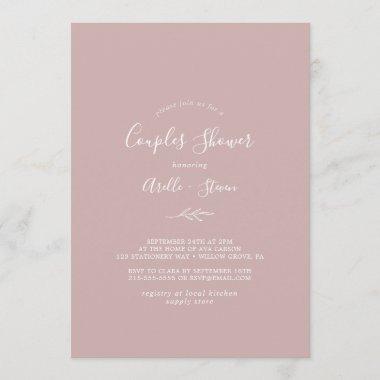 Minimal Leaf | Dusty Rose Couples Shower Invitations
