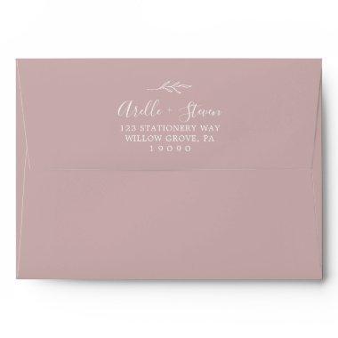 Minimal Leaf | Dusty Rose Wedding Invitations Envelope