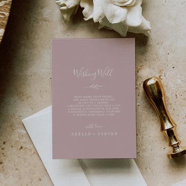 Minimal Leaf | Dusty Rose Wedding Wishing Well Enclosure Invitations