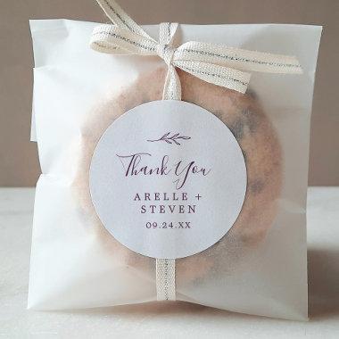 Minimal Leaf | Eggplant Thank You Favor Sticker