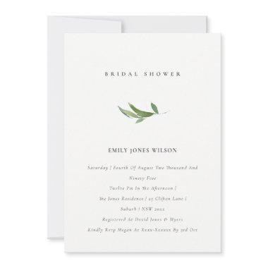 Minimal Leaf Foliage Greenery Bridal Shower Invite