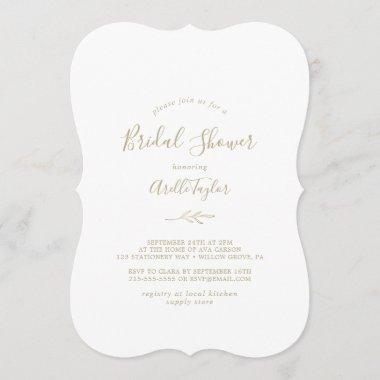 Minimal Leaf | Gold Bridal Shower Invitations
