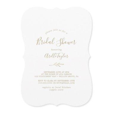 Minimal Leaf | Gold Bridal Shower Invitations