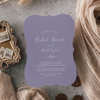 Minimal Leaf | Lavender Bridal Shower Invitations