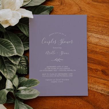 Minimal Leaf | Lavender Couples Shower Invitations