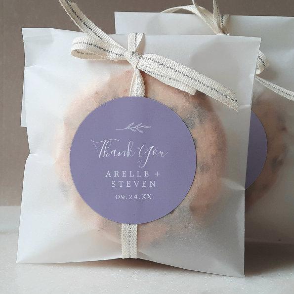 Minimal Leaf | Lavender Thank You Favor Sticker