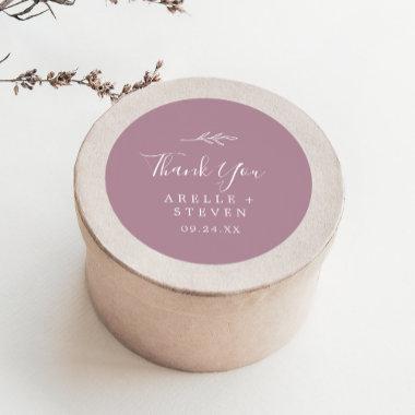 Minimal Leaf | Mauve Thank You Favor Sticker