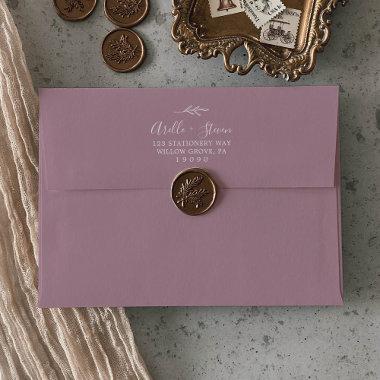 Minimal Leaf | Mauve Wedding Invitations Envelope