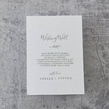 Minimal Leaf | Olive Green Wedding Wishing Well Enclosure Invitations