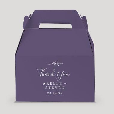 Minimal Leaf | Plum Purple Thank You Wedding Favor Boxes