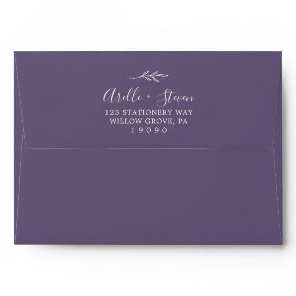 Minimal Leaf | Plum Purple Wedding Invitations Envelope