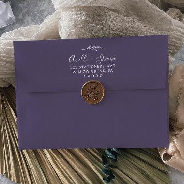 Minimal Leaf | Plum Purple Wedding Invitations Envelope