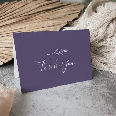 Minimal Leaf | Plum Purple Wedding Thank You Invitations