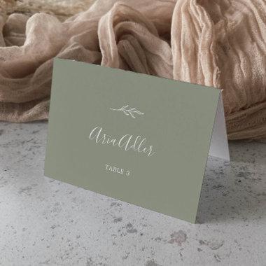 Minimal Leaf | Sage Green Guest Name Place Invitations