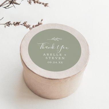 Minimal Leaf | Sage Green Thank You Favor Sticker