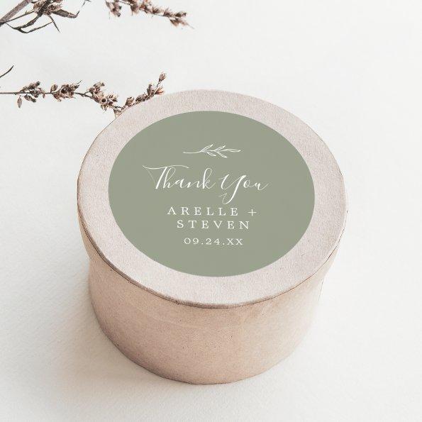 Minimal Leaf | Sage Green Thank You Favor Sticker