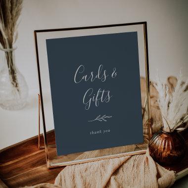 Minimal Leaf | Slate Blue Invitations and Gifts Poster