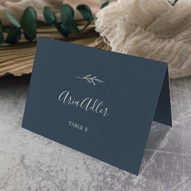Minimal Leaf | Slate Blue Guest Name Place
