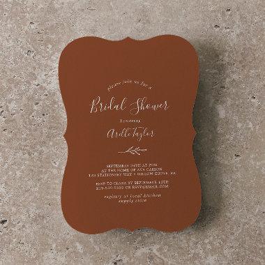 Minimal Leaf | Terracotta Bridal Shower Invitations