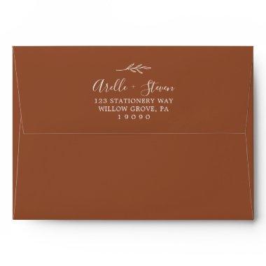 Minimal Leaf | Terracotta Wedding Invitations Envelope