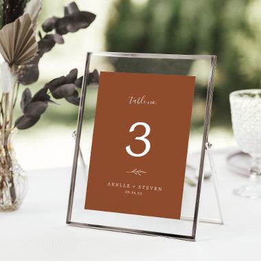 Minimal Leaf | Terracotta Wedding Table Number
