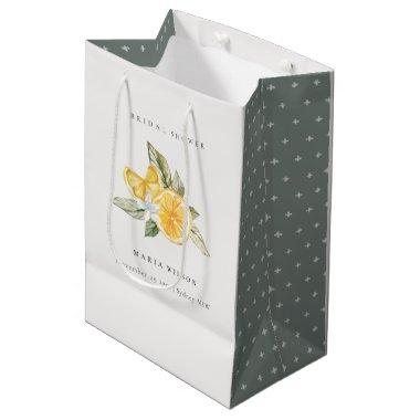 Minimal Lemon Botanical Boho Foliage Bridal Shower Medium Gift Bag