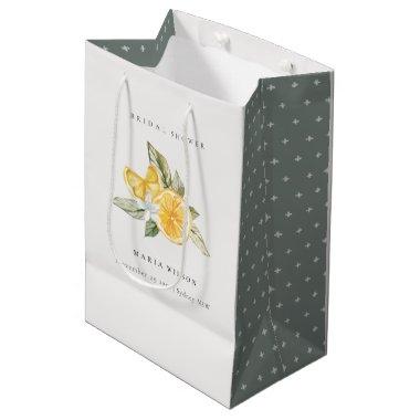 Minimal Lemon Botanical Boho Foliage  Medium Gift Bag