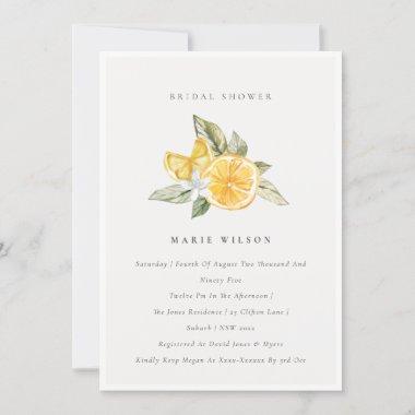 Minimal Lemon Botanical Bridal Shower Invite