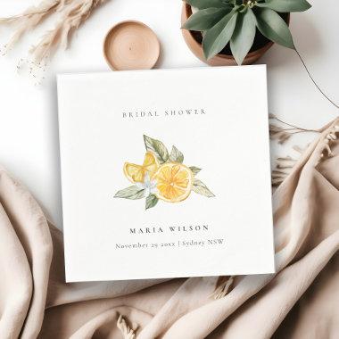 Minimal Lemon Botanical Leafy Boho  Napkins