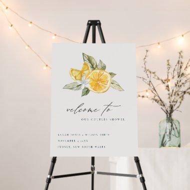 Minimal Lemon Foliage Boho Couples Shower Welcome Foam Board