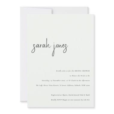 Minimal Modern Black White Script Bridal Shower Invitations