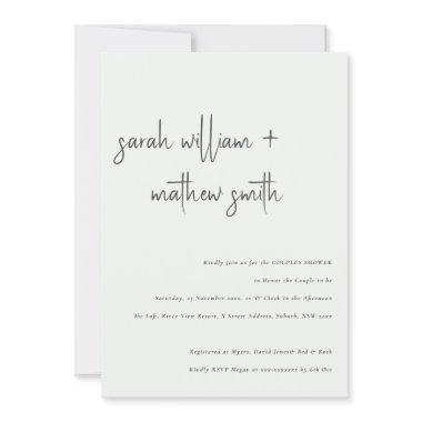 Minimal Modern Black White Script Couples Shower