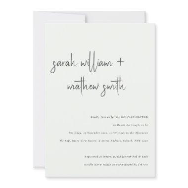 Minimal Modern Black White Script Couples Shower Invitations