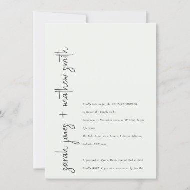 Minimal Modern Black White Script Couples Shower Invitations