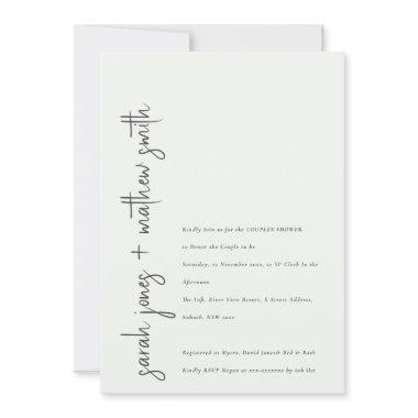 Minimal Modern Black White Script Couples Shower