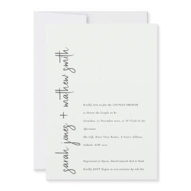 Minimal Modern Black White Script Couples Shower Invitations