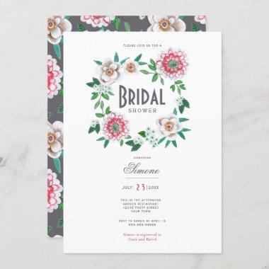 Minimal Modern Floral Bridal Shower Invitations