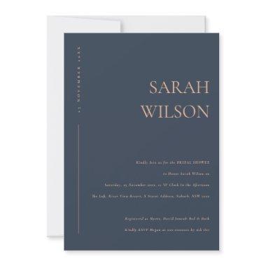 MINIMAL MODERN NAVY RUST TYPOGRAPHY BRIDAL SHOWER Invitations