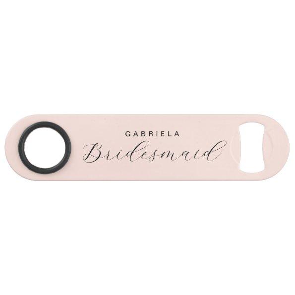 Minimal modern pink custom bridesmaid bar key
