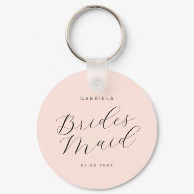 Minimal modern pink custom bridesmaid keychain