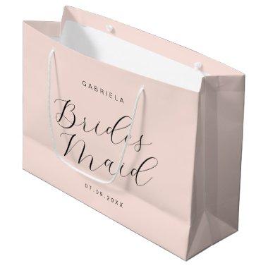 Minimal modern pink custom bridesmaid large gift bag