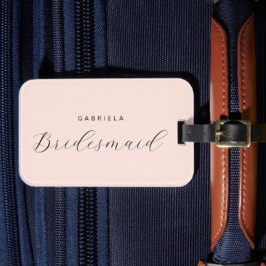 Minimal modern pink custom bridesmaid luggage tag